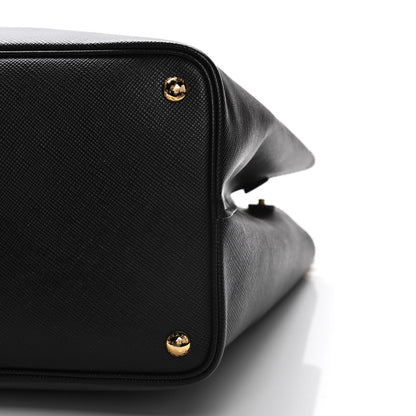 Prada Saffiano Cuir Large Double Bag Black Fuoco 11 of 15