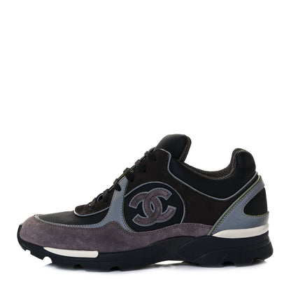 Chanel Calfskin Suede CC Sneakers 38 Black 1 of 10
