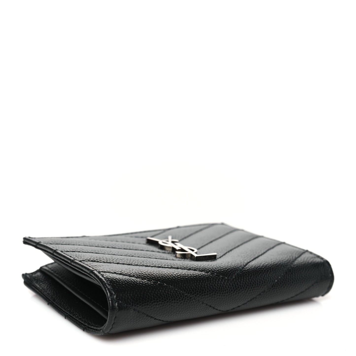 Grain De Poudre Matelasse Chevron Monogram Zipped Two-Part Wallet Black