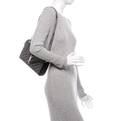 Saint Laurent Grain De Poudre Textured Mixed Matelasse Medium Triquilt Monogram Satchel Earth 2 of 5