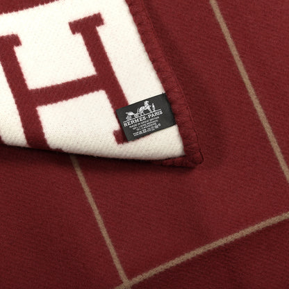 Hermes Wool Cashmere Avalon III Blanket Ecru Rouge H 2 of 2