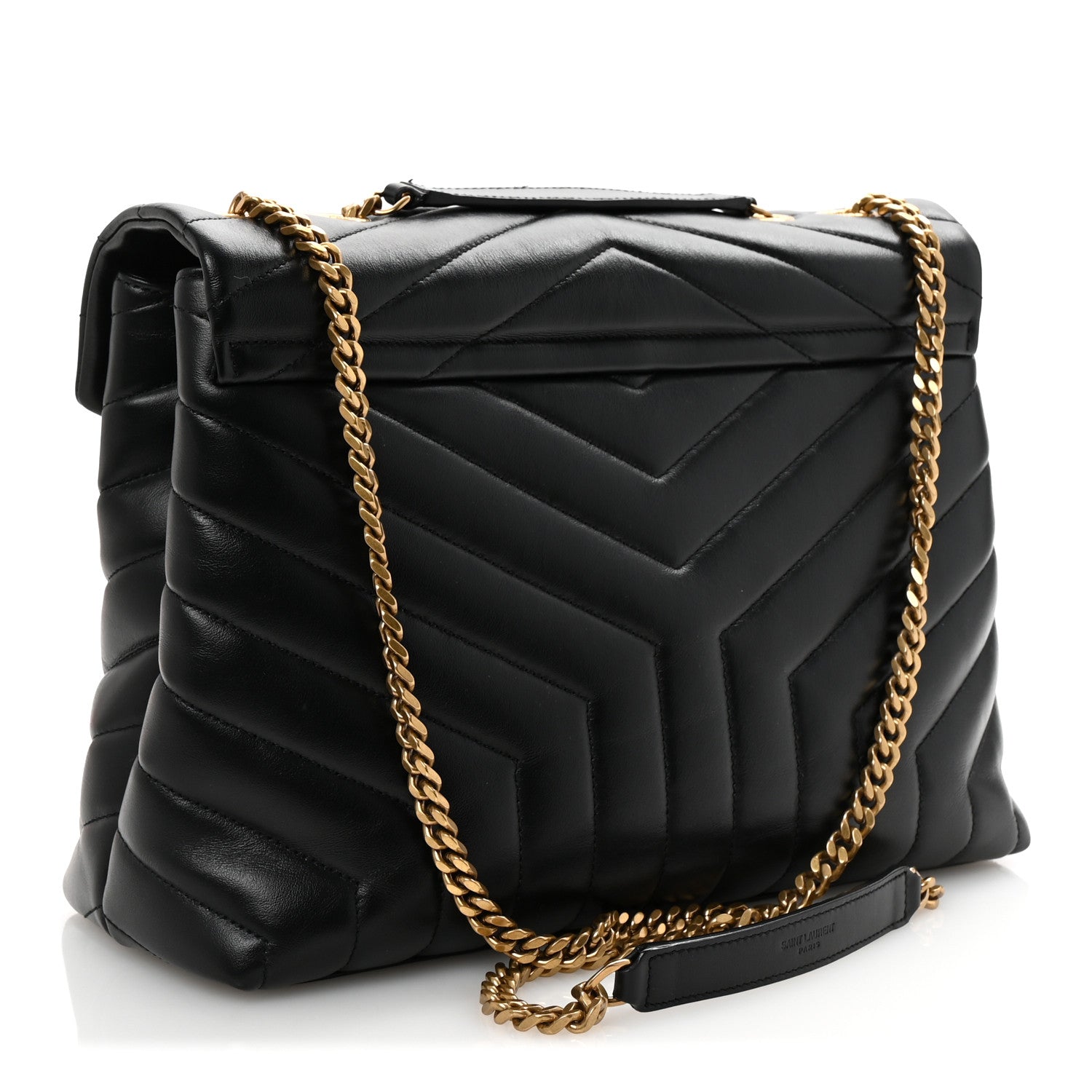 Saint Laurent Calfskin Y Quilted Monogram Medium Loulou Chain Satchel Black 3 of 9