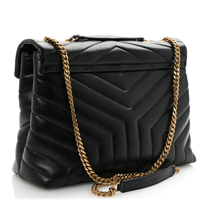 Saint Laurent Calfskin Y Quilted Monogram Medium Loulou Chain Satchel Black 3 of 9