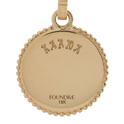 Foundrae 18K Yellow Gold Diamond Medium Karma Medallion Pendant 3 of 3