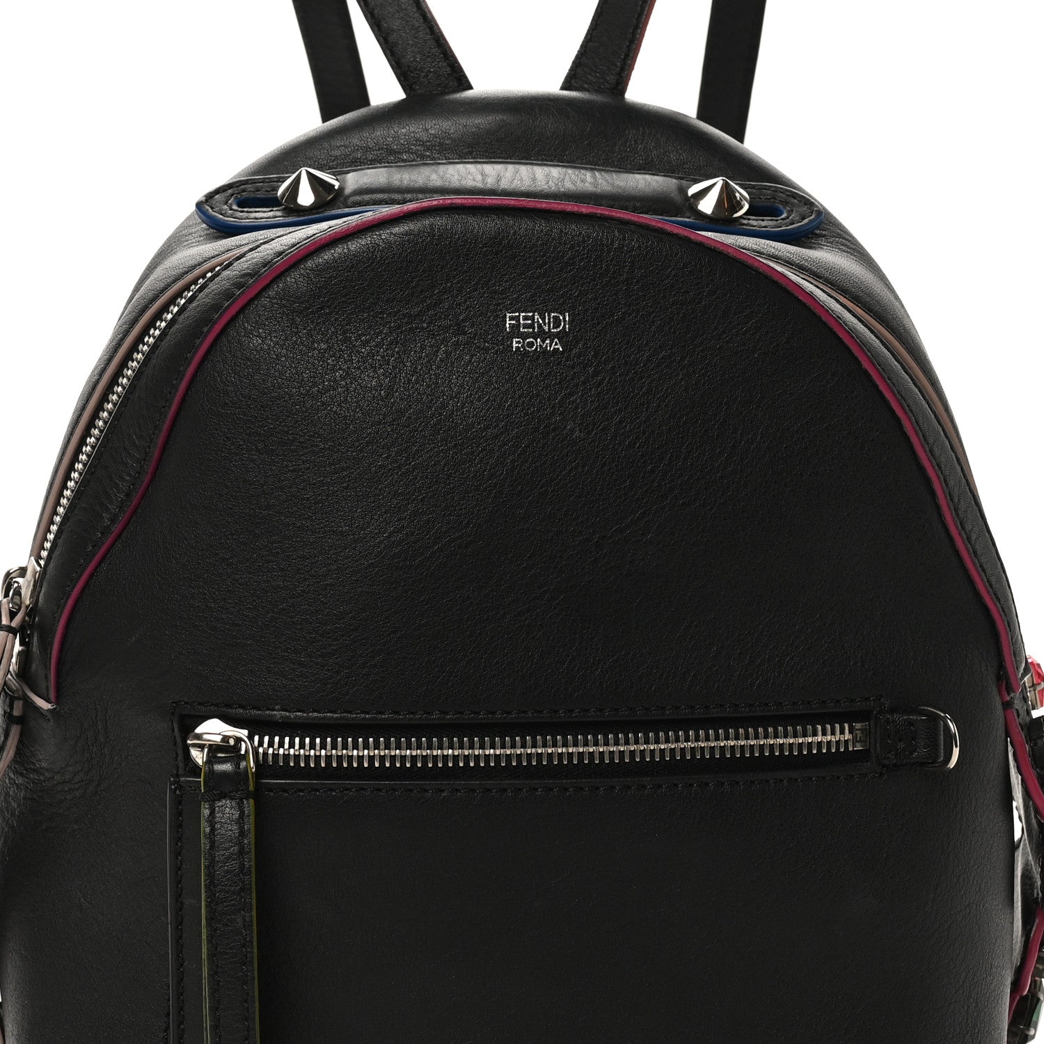 Fendi Vitello Dolce Crystal Flowerland Croc Tail Mini Backpack  Black Multicolor 8 of 10