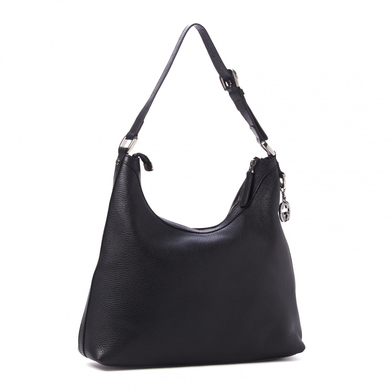 Gucci Dollar Calfskin GG Charm Hobo Black 2 of 8