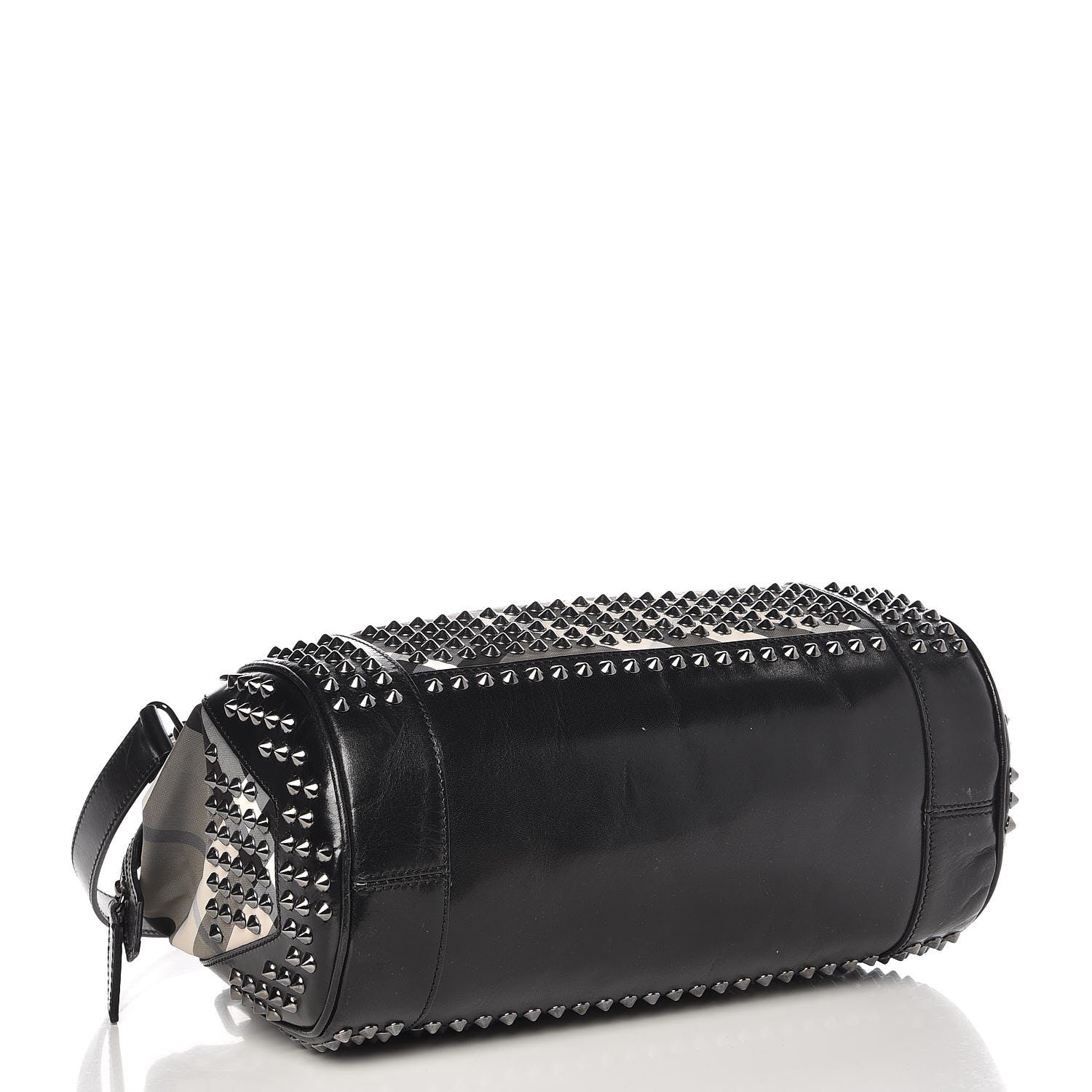 Burberry Nylon Beat Check Studded Medium Edenham Satchel Black 10 of 23