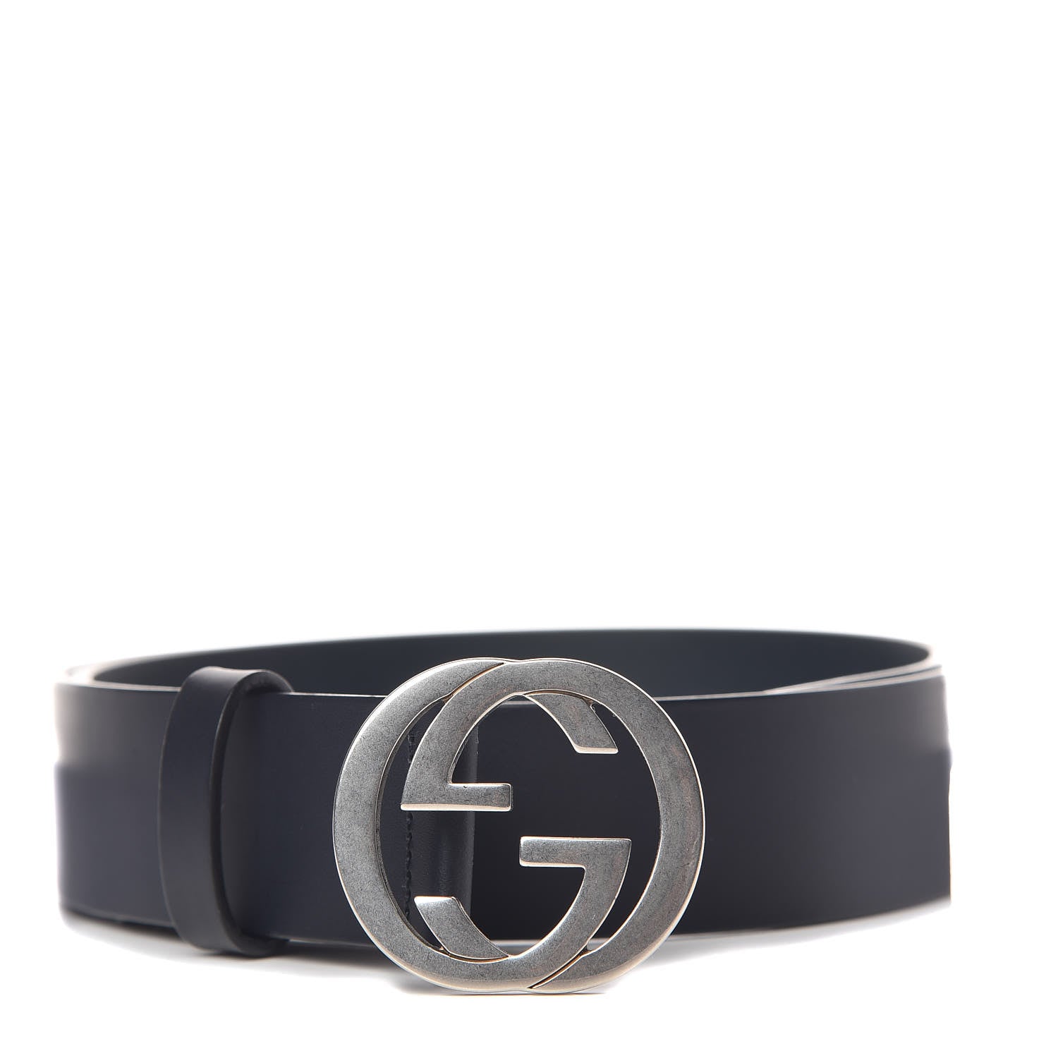 Gucci Selleria Calfskin Nickel Interlocking G 37mm Belt 90 36 Black 1 of 6