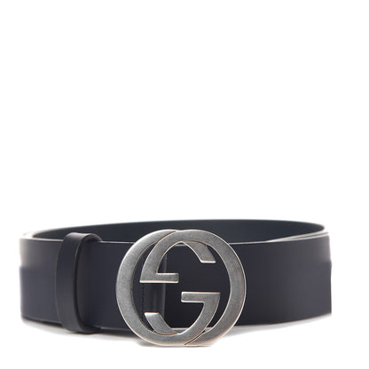 Gucci Selleria Calfskin Nickel Interlocking G 37mm Belt 90 36 Black 1 of 6