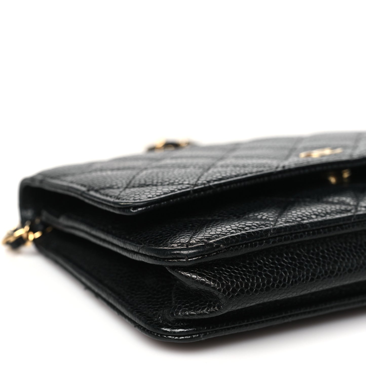 Caviar Quilted Wallet on Chain WOC Black