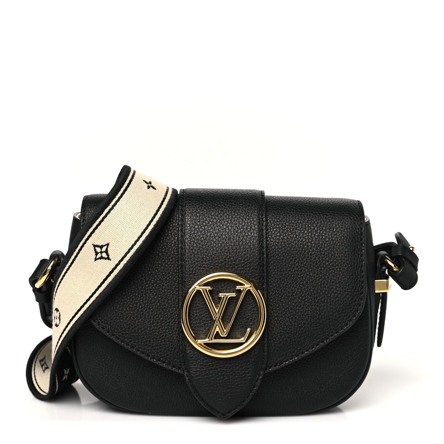 Louis Vuitton Grained Calfskin LV Pont 9 Soft PM Black 1 of 9