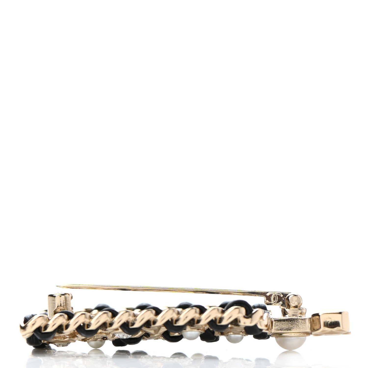 Chanel Lambskin Pearl Quilted Chain CC Perfume Bottle Brooch Gold 4 of 6