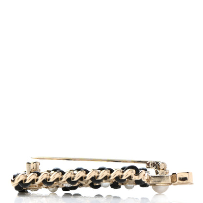 Chanel Lambskin Pearl Quilted Chain CC Perfume Bottle Brooch Gold 4 of 6