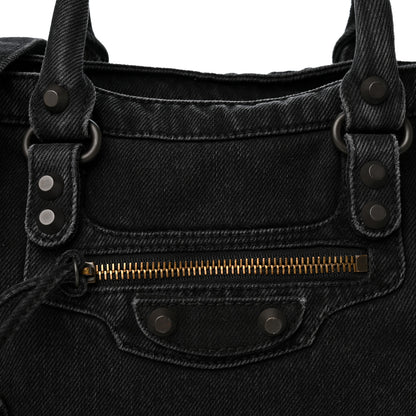 Balenciaga Washed Denim Classic Hardware Small Le City Black 8 of 10