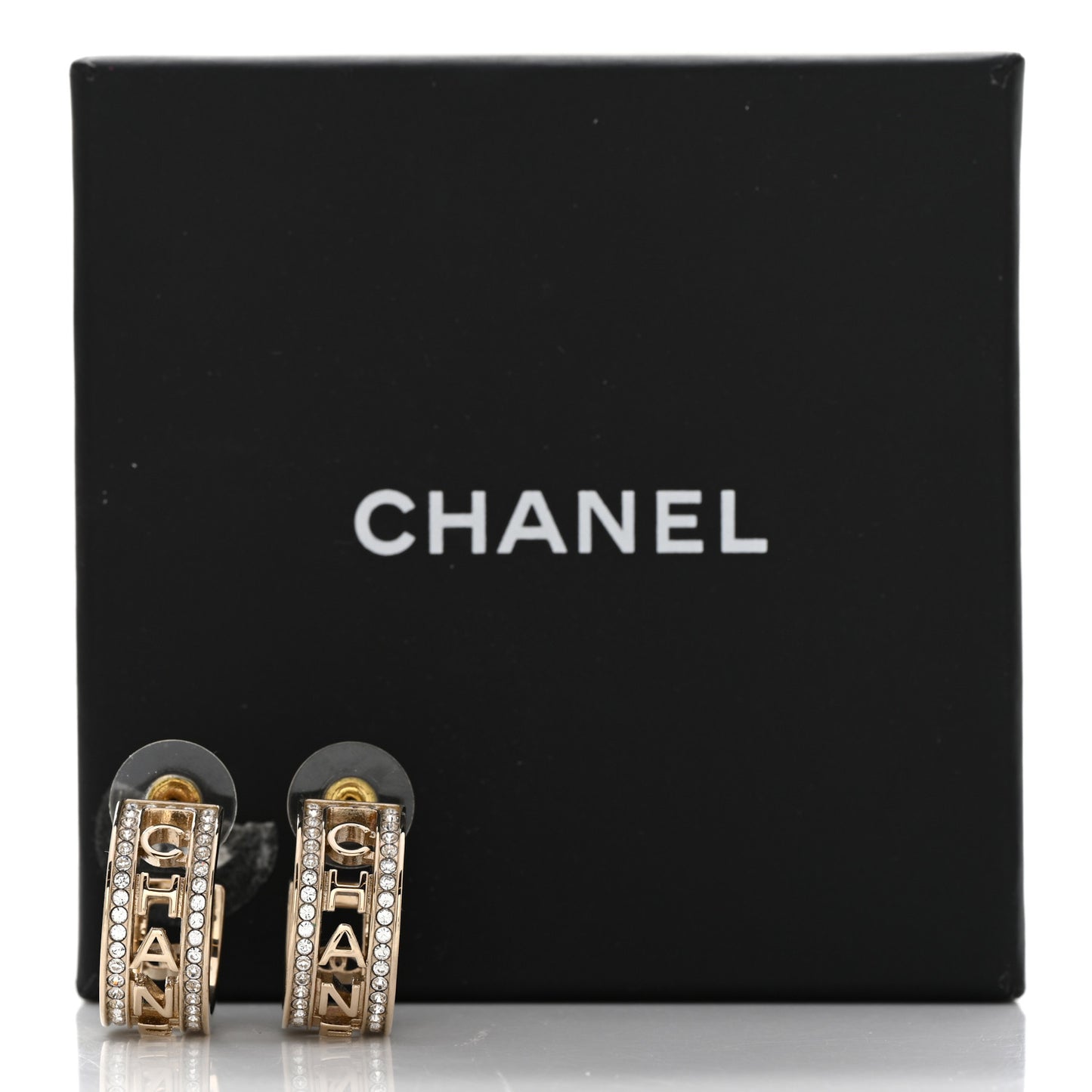 Metal Crystal Bow-tiful CC Hoop Earrings Gold