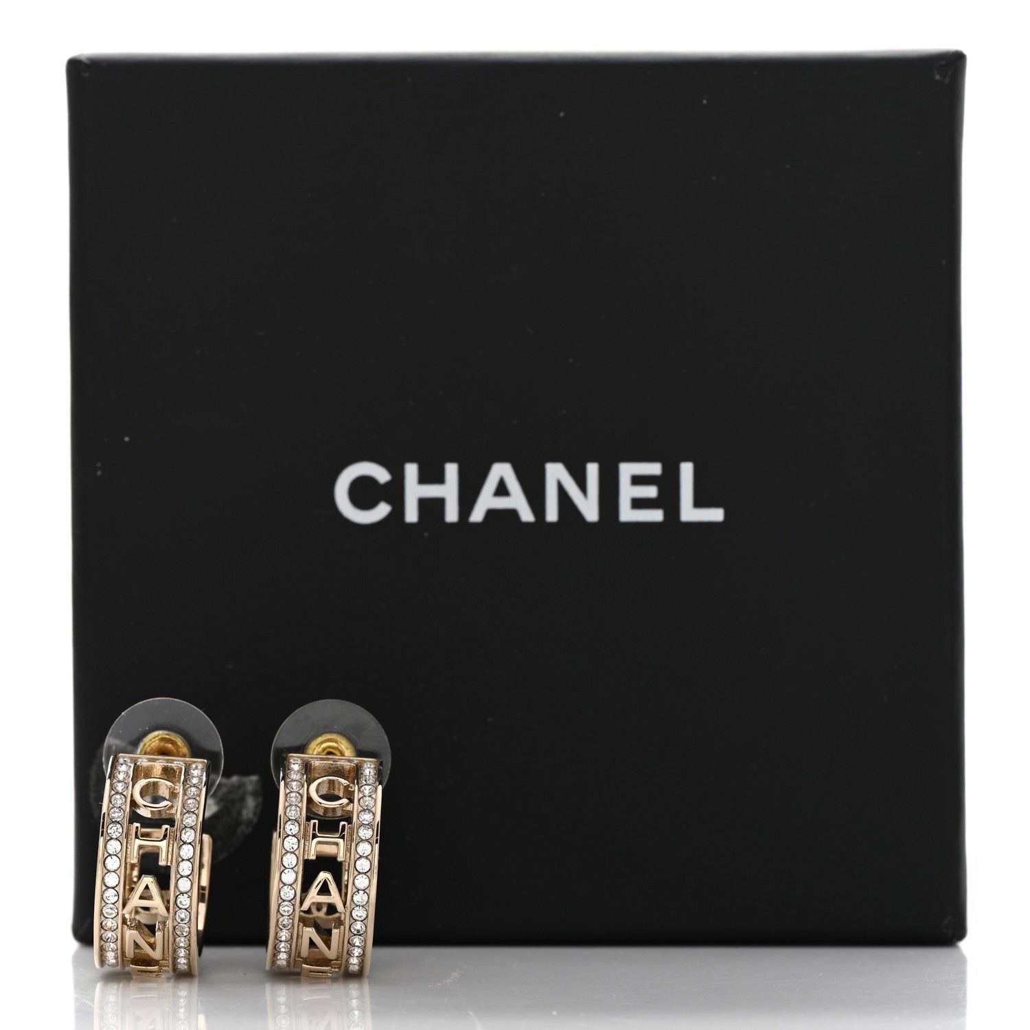 Chanel Metal Crystal Bow-tiful CC Hoop Earrings Gold 6 of 6