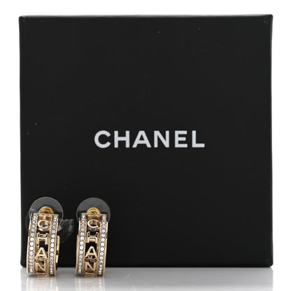 Chanel Metal Crystal Bow-tiful CC Hoop Earrings Gold 6 of 6