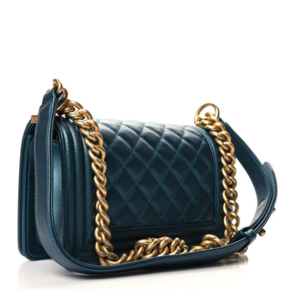 Chanel Metallic Calfskin Quilted Small Boy Flap Blue 3 of 10