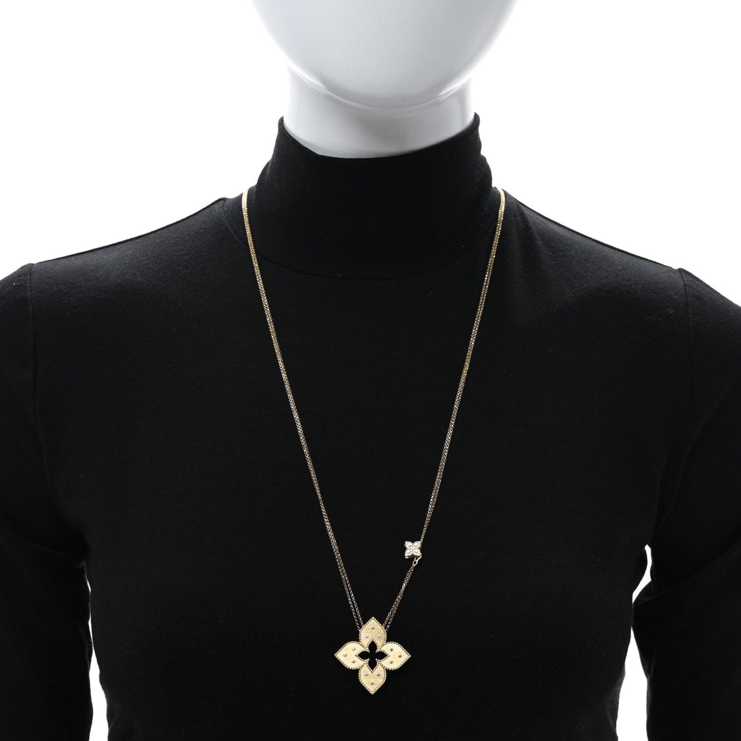18K Yellow Gold Diamond Large Venetian Princess Pendant necklace