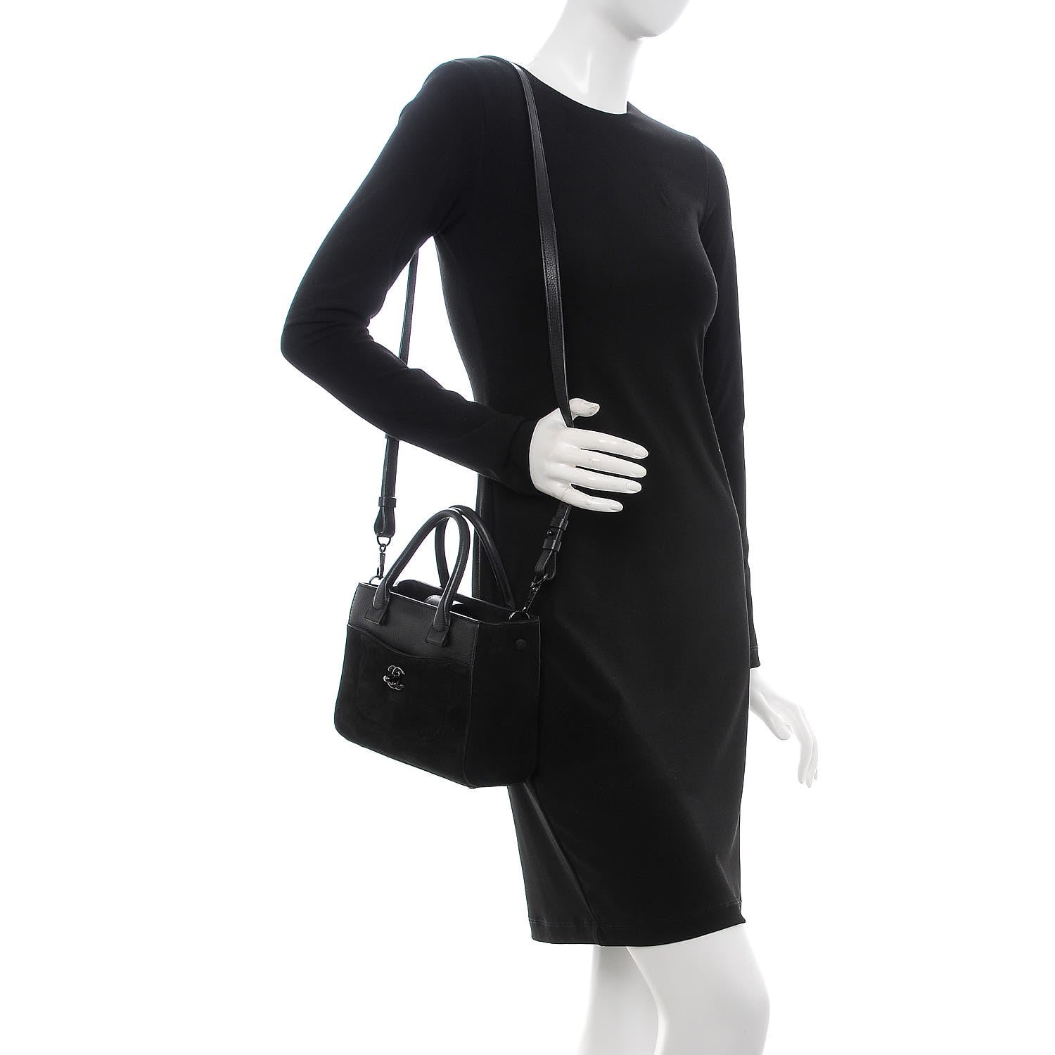 Chanel Nubuck Grained Calfskin Mini Neo Executive Shopper Tote Black 2 of 9