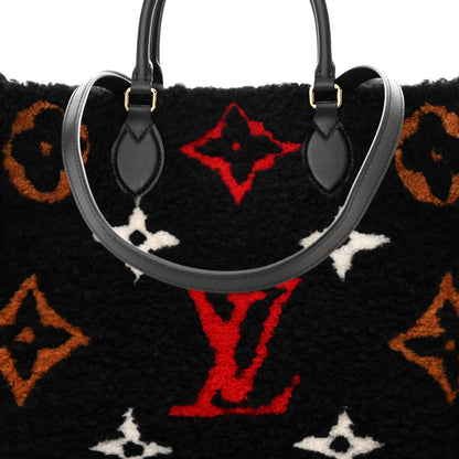 Louis Vuitton Shearling Monogram Giant Teddy Onthego GM Black Red 7 of 9