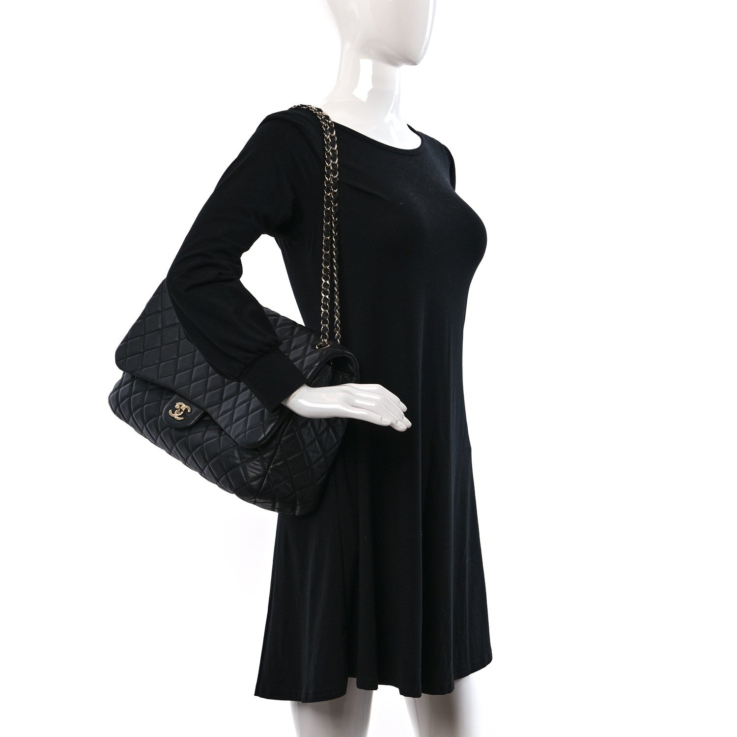 Chanel Calfskin Quilted Small XXL Travel Flap Bag Black 2 of 9