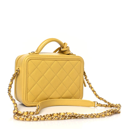 Chanel Caviar Quilted Small CC Filigree Vanity Case Yellow 3 of 10
