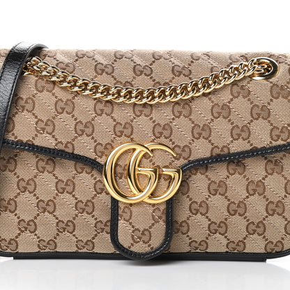 Gucci Monogram Matelasse Diagonal Small GG Marmont Shoulder Bag Beige Black 8 of 11