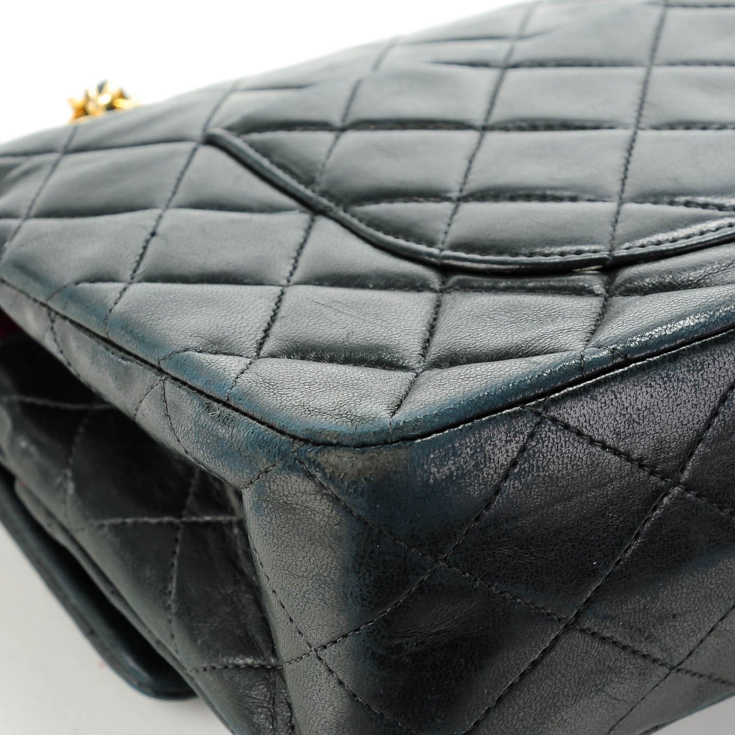 Lambskin Quilted Medium Double Flap Black