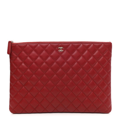 Chanel Lambskin Quilted Large Cosmetic Case Red 1 of 7