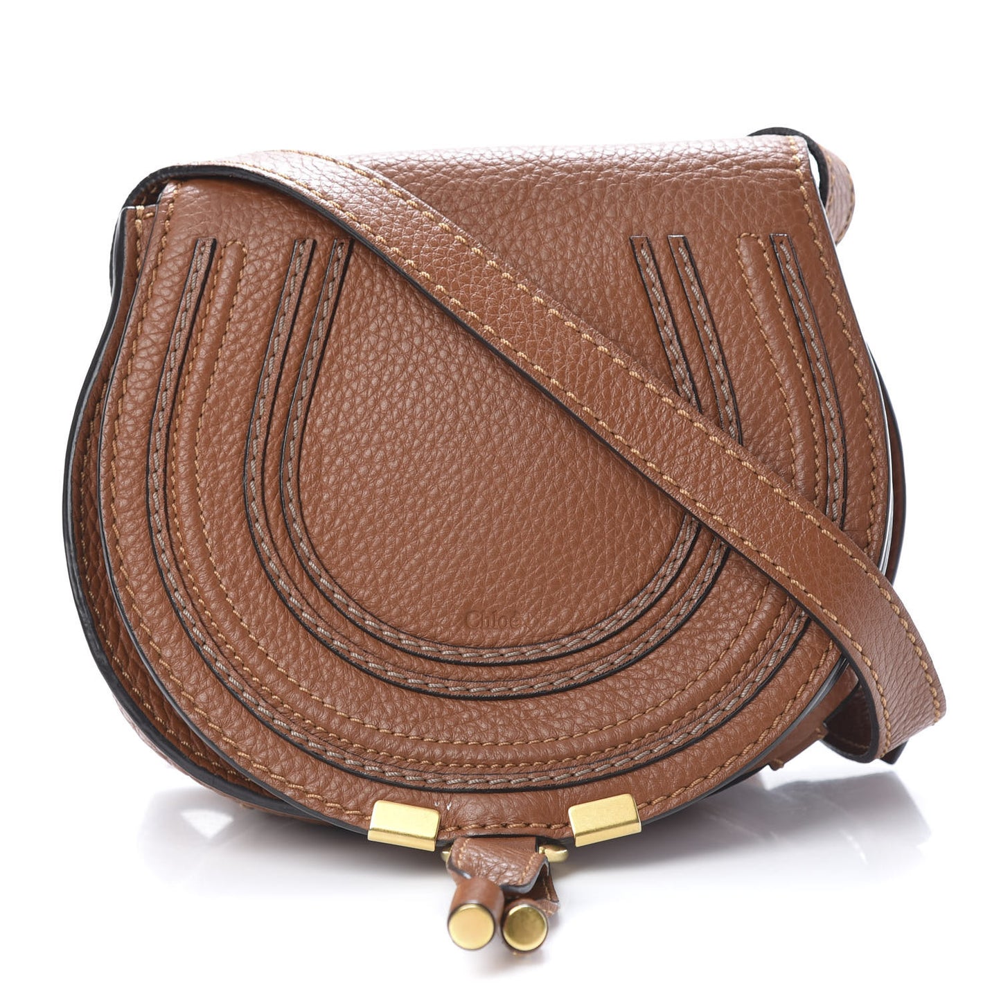 Calfskin Mini Marcie Round Crossbody Bag Tan