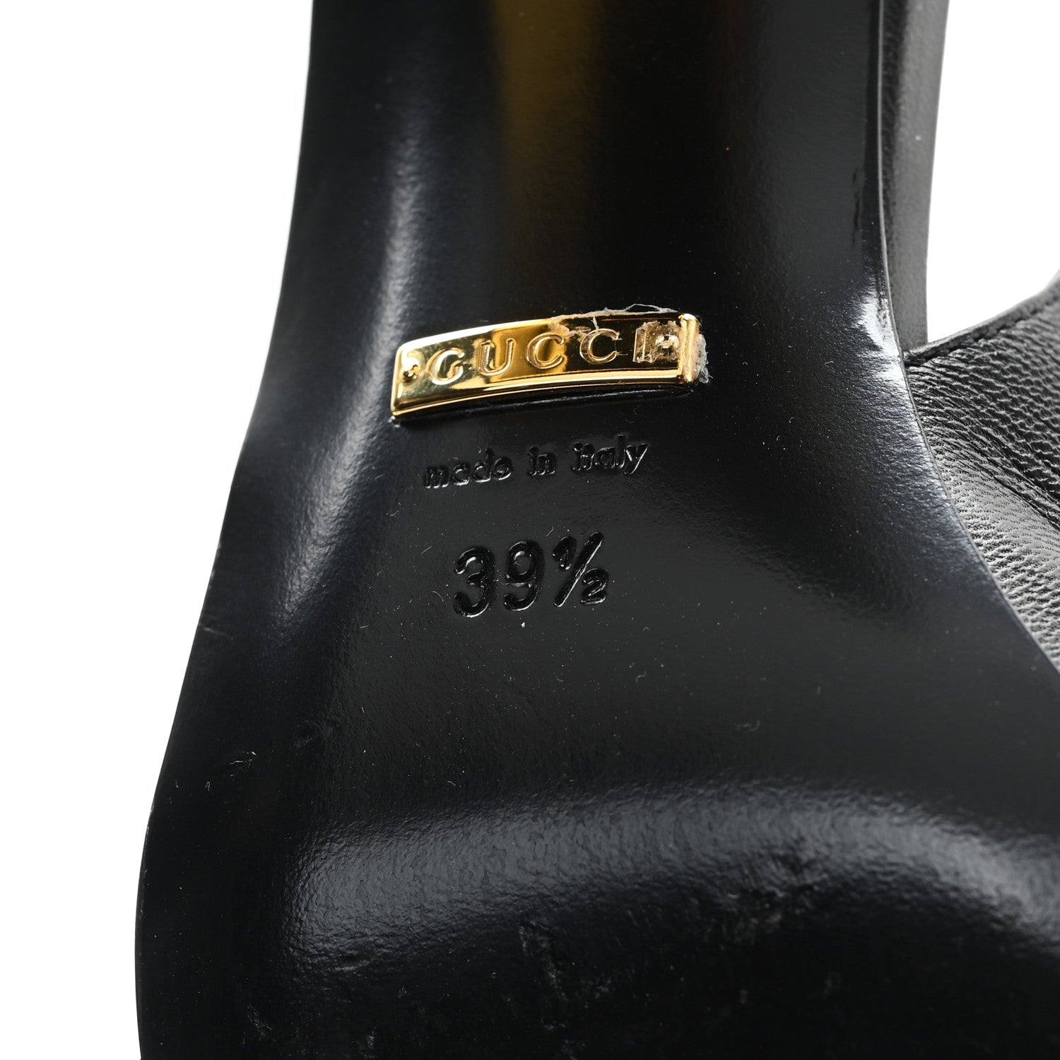 Gucci Malaga Kid Horsebit 75mm Slingback Pumps 39.5 Black 7 of 9