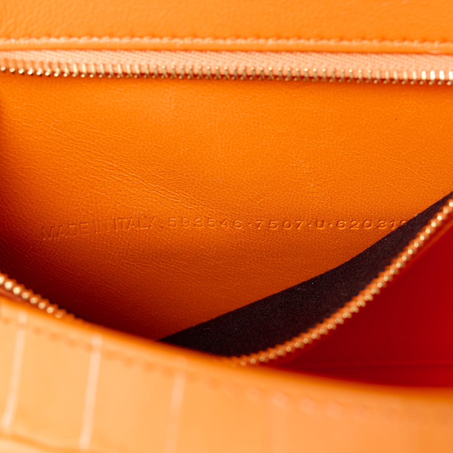 Shiny Calfskin Crocodile Embossed Small Hourglass Top Handle Bag Orange