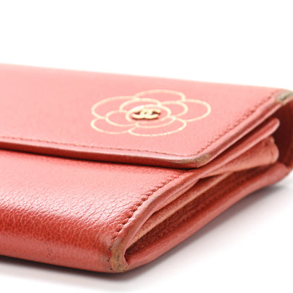 Chanel Goatskin Camellia Embossed Flap Wallet Red 13 of 15