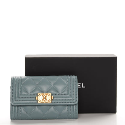 Chanel Lambskin Quilted Boy Card Holder Wallet Light Blue 9 of 9