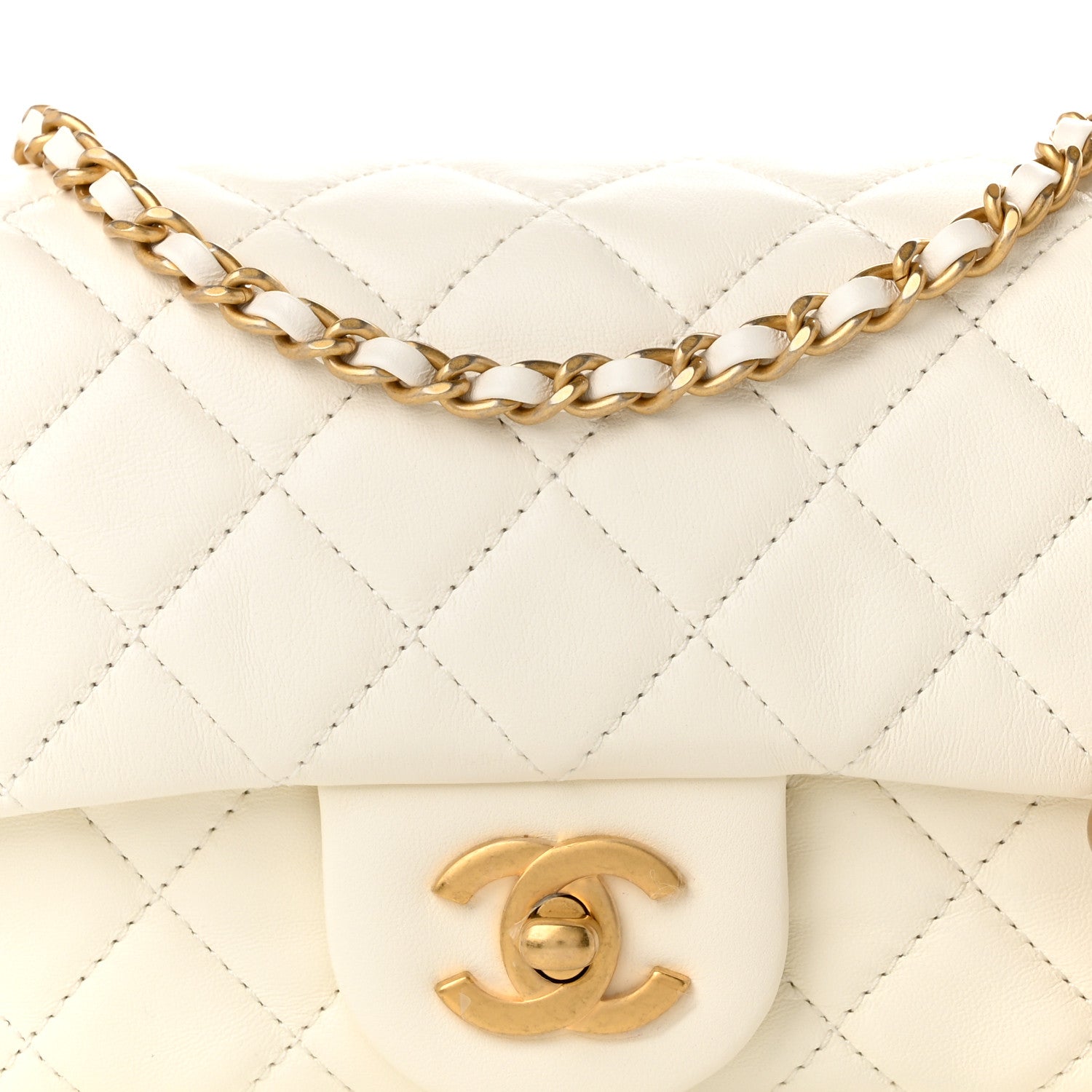 Chanel Lambskin Quilted Mini Rectangular Pearl Crush Flap White 7 of 10