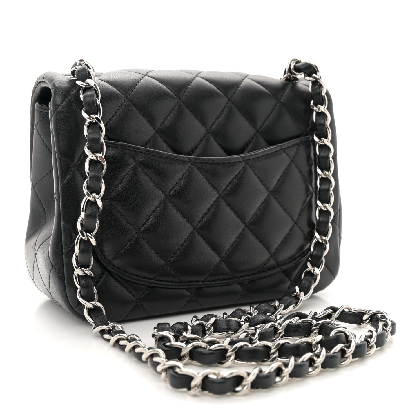 Lambskin Quilted Mini Square Flap Black