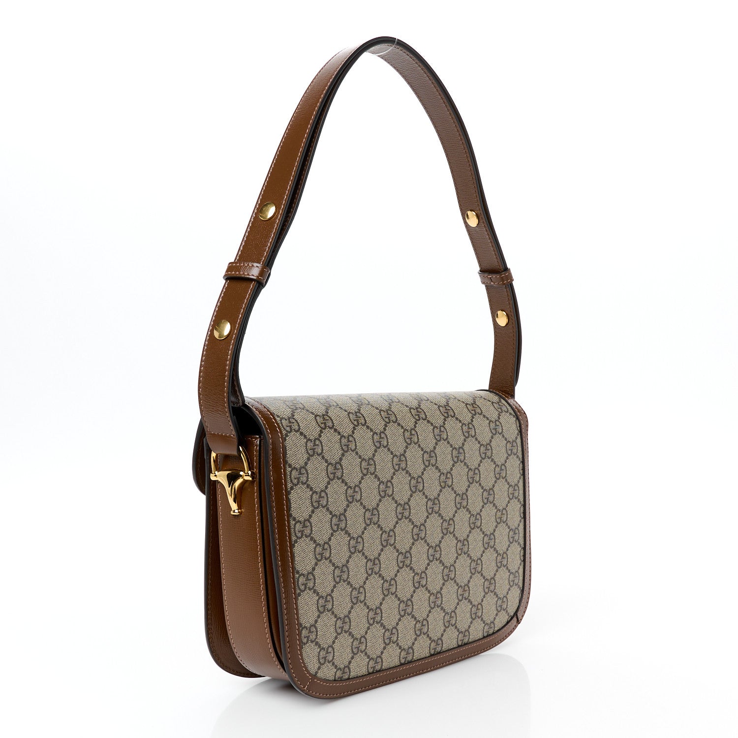 Gucci GG Supreme Monogram Horsebit 1955 Shoulder Bag Beige Brown Sugar 3 of 12