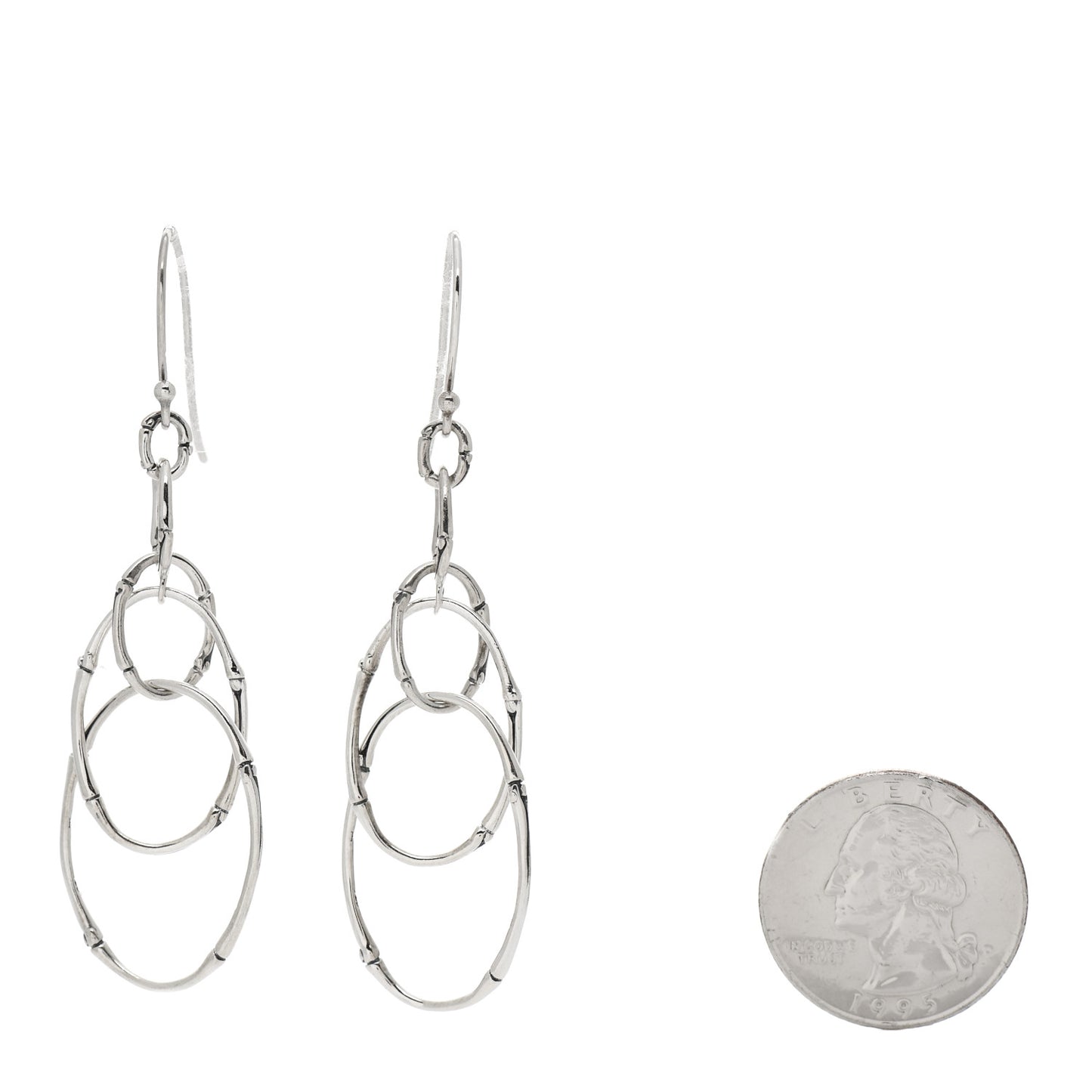 Sterling Silver Bamboo Multi Oval Drop Earrings
