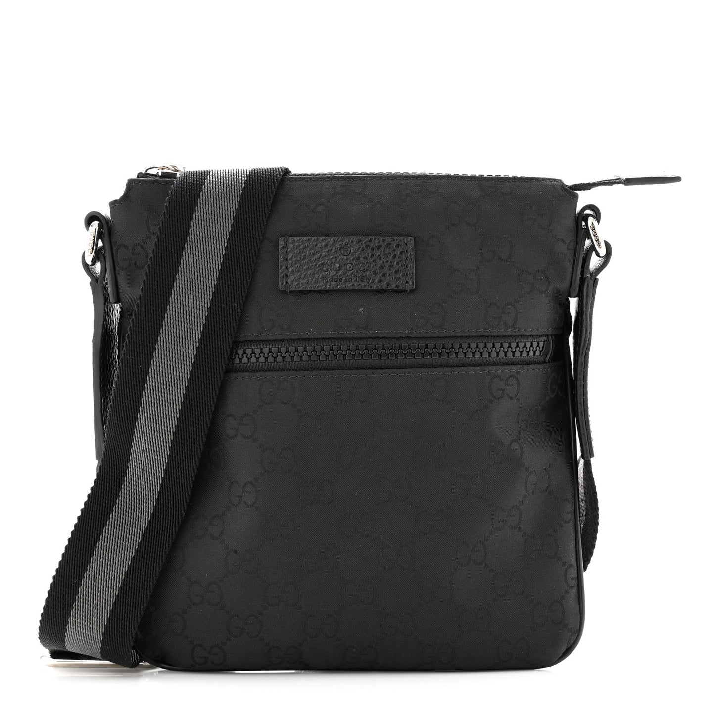 Nylon Monogram Mini Flat Messenger Bag Black