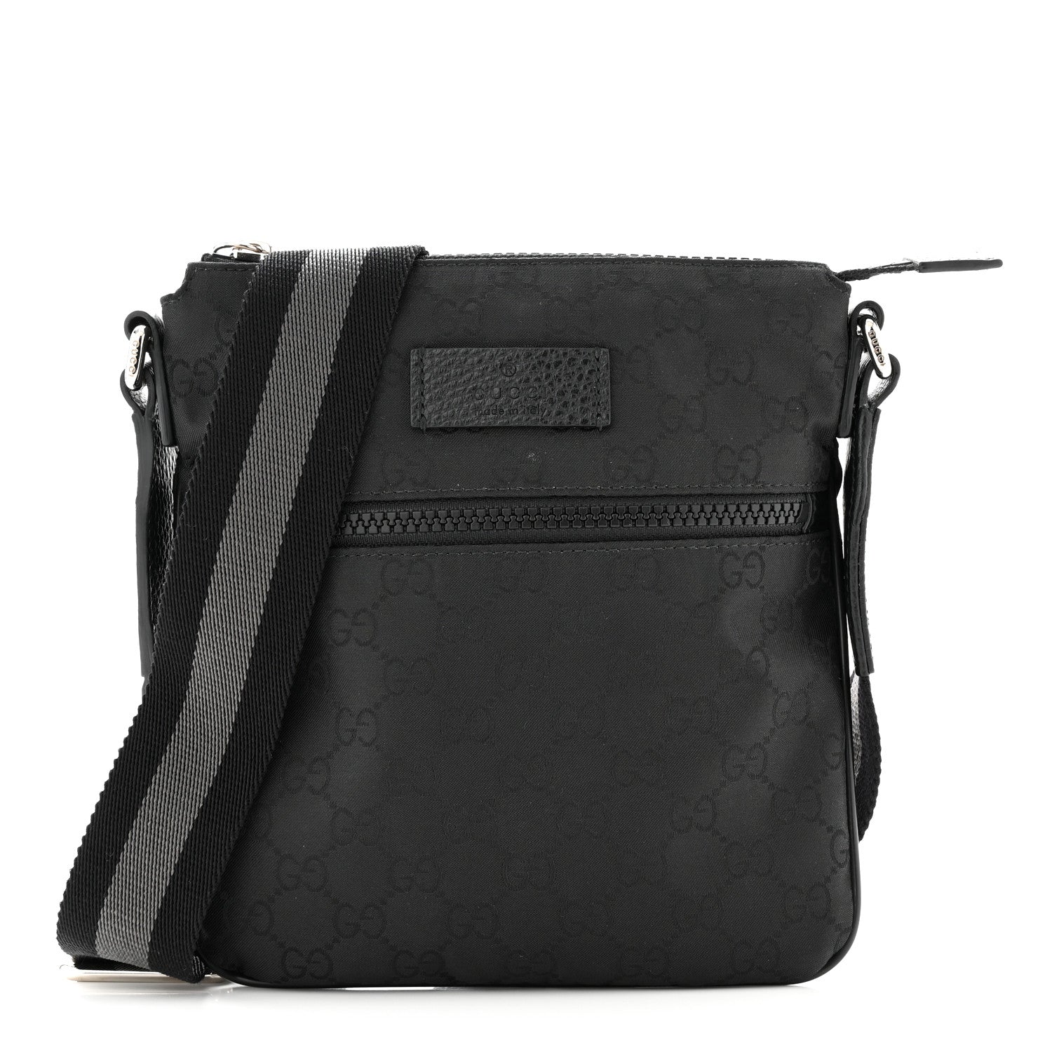 Gucci Nylon Monogram Mini Flat Messenger Bag Black 1 of 10