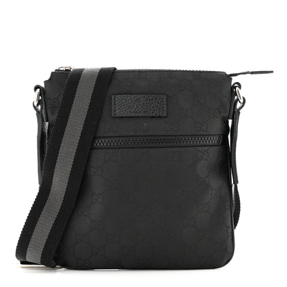 Gucci Nylon Monogram Mini Flat Messenger Bag Black 1 of 10