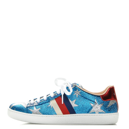 Gucci Lurex Starry Sky Sylvie Web New Ace Sneakers 37 Bluette Silver 1 of 8