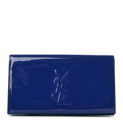 Saint Laurent Patent Calfskin Monogram Large Belle De Jour Clutch Royal Blue 1 of 7