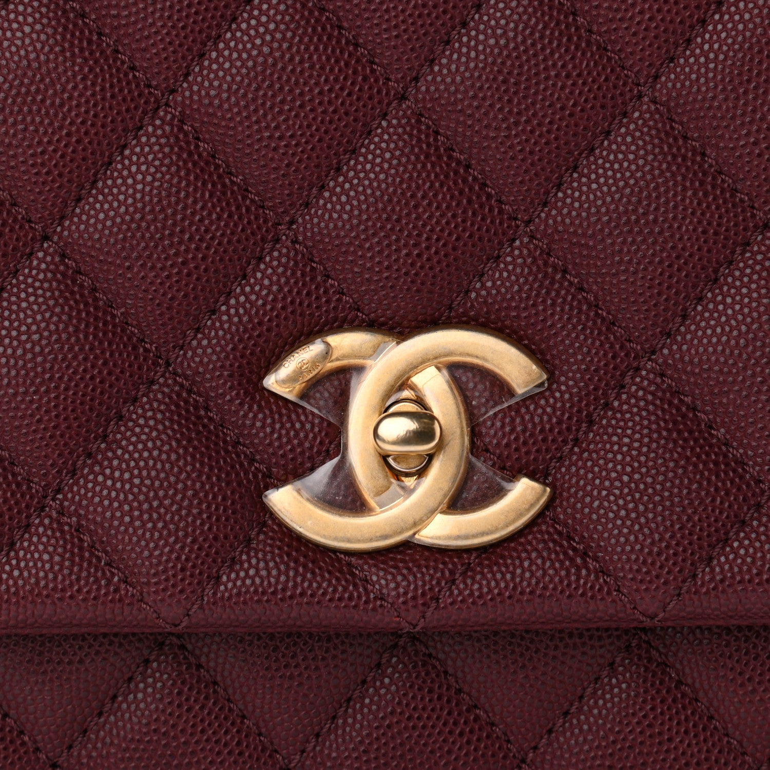 Chanel Caviar Lizard Embossed Quilted Small Coco Handle Flap Burgundy 7 of 10