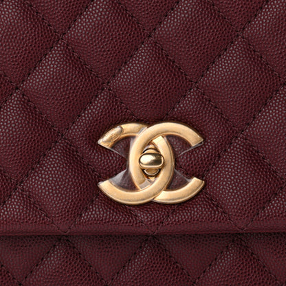 Chanel Caviar Lizard Embossed Quilted Small Coco Handle Flap Burgundy 7 of 10