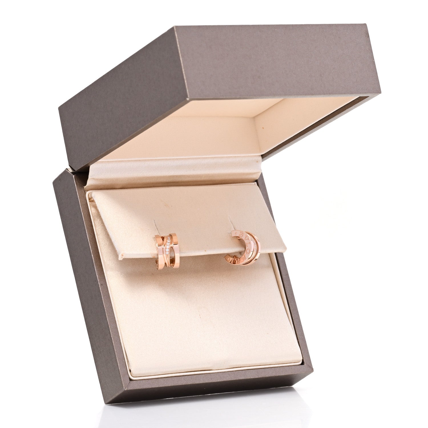 Bulgari 18K Rose Gold Diamond B.Zero1 Legend Hoop Earrings 7 of 7