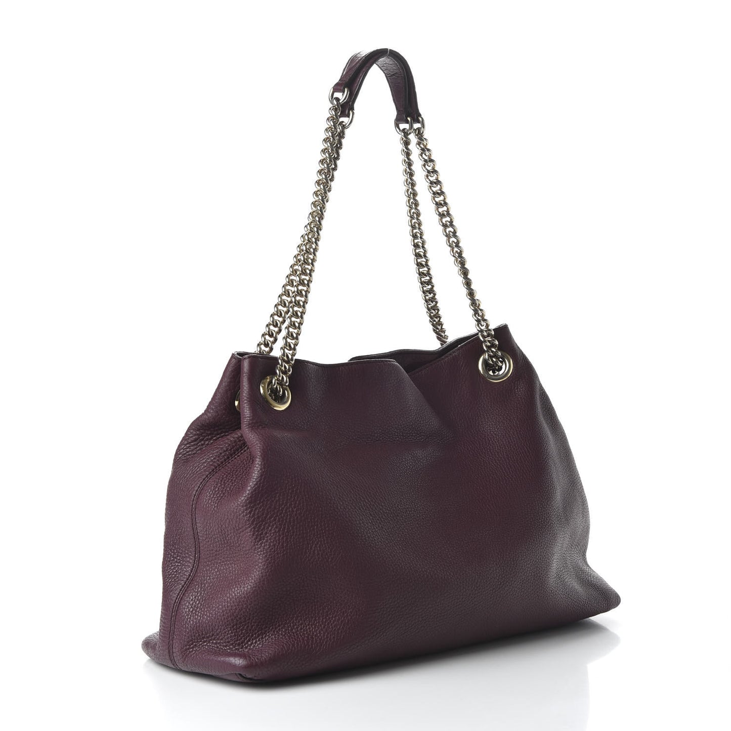 Pebbled Calfskin Medium Soho Chain Shoulder Bag Burgundy