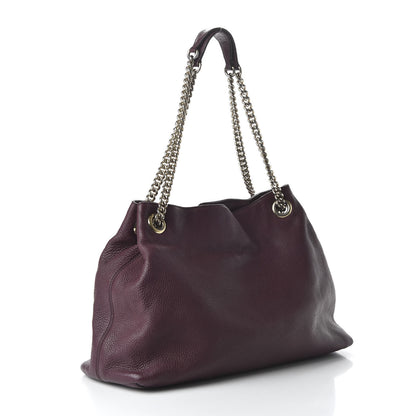 Gucci Pebbled Calfskin Medium Soho Chain Shoulder Bag Burgundy 3 of 11