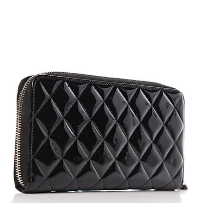 Chanel Patent Quilted Zip Around Wallet Black 3 of 8